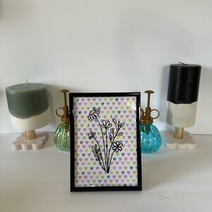Floral Heart Patterned Art in Black Frame